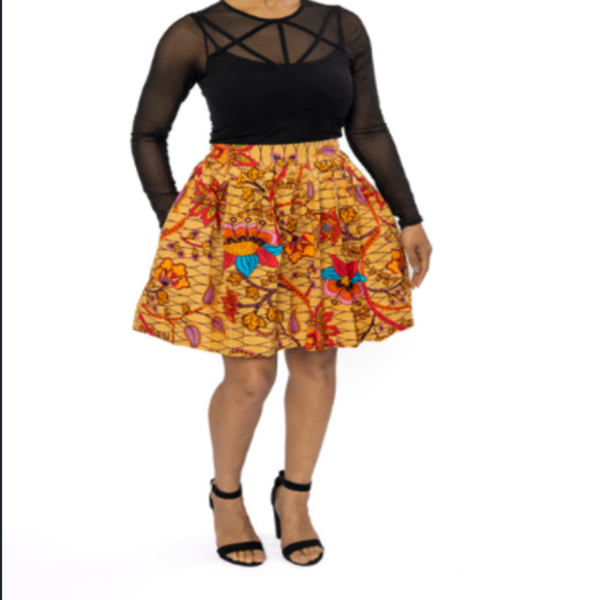 Mini-jupe à imprimé africain (5)